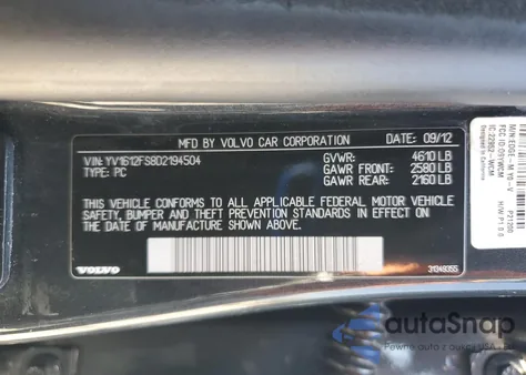 2013 Volvo S60 T5 from USA, damaged, VIN YV1612FS8D2194504